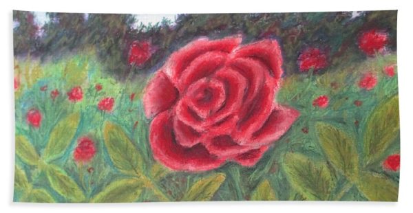 Field of Roses - Bath Towel For Sale