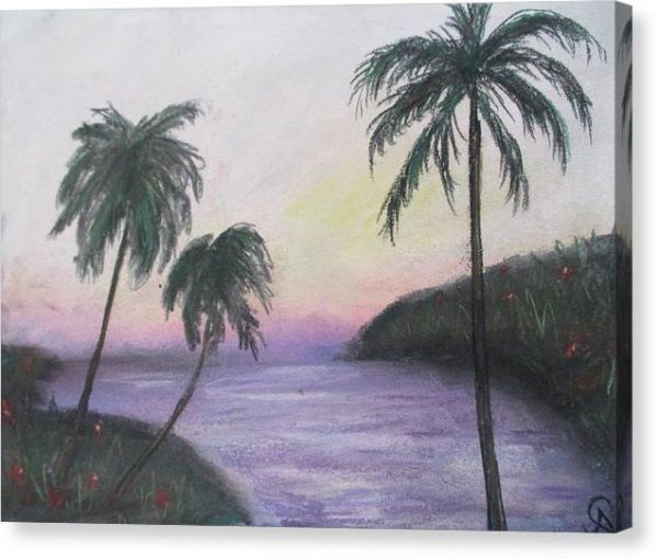 Setting Palm Trees - Canvas Print For Sale