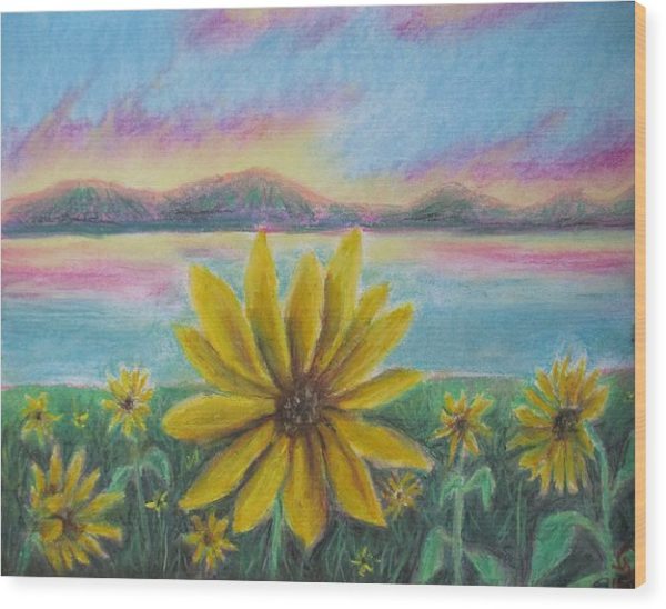 Setting Sunflower - Wood Print For Discount